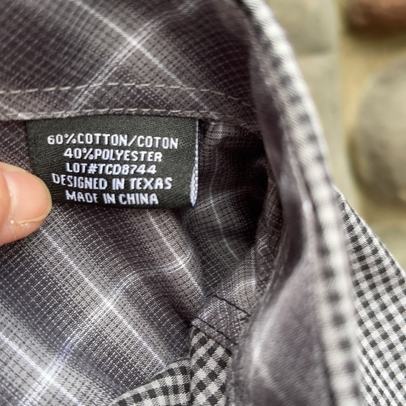 Panhandle Men’s Black & Gray Checked Dress Shirt - Picture 7 of 9